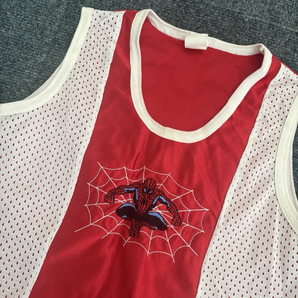Vintage 90s Y2K Spider-Man Basketball Jersey Tank Top Kids 4/5‎ Embroidered USA
